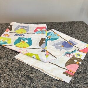 Colorful Owl Print Fabric shower curtain